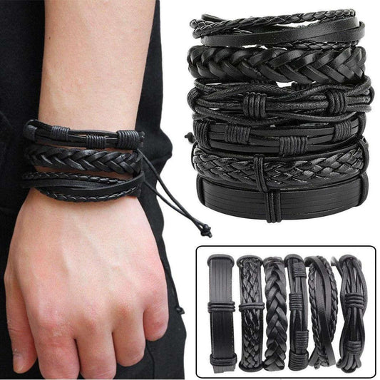 Pack of 6 European Vintage Premium Quality Leather Bracelets